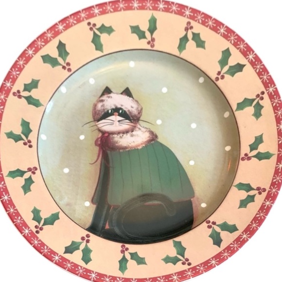 Oneida / Holiday Cats / Mix of 4 Stoneware Salad/ Dessert Plates in box - Picture 9 of 14